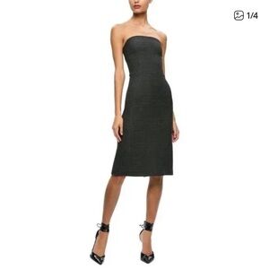 Alice + Olivia Strapless Charcoal Midi Dress